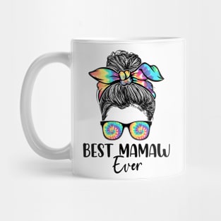 Best Mamaw Ever Tie Dye Messy Bun Bandana Mother's Day Mug